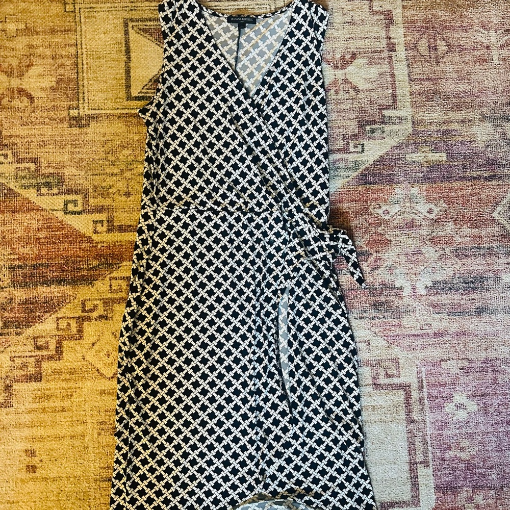 Elegant Black and White Wrap Dress